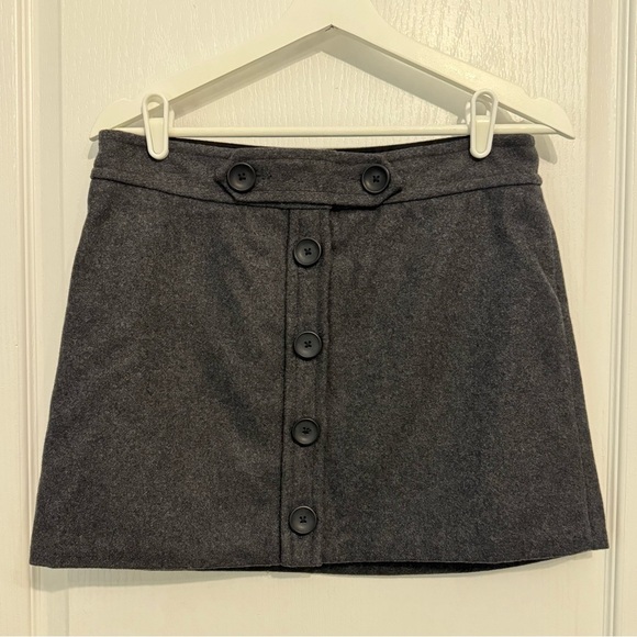 GAP Womens gray mini skirt 4 wool blend fully lined button Y2K 90s 2000s career - Picture 1 of 15